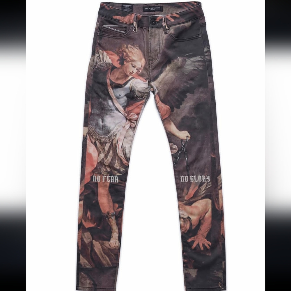 Cult of Individuality Graphic Skinny Jeans - Black and Brown